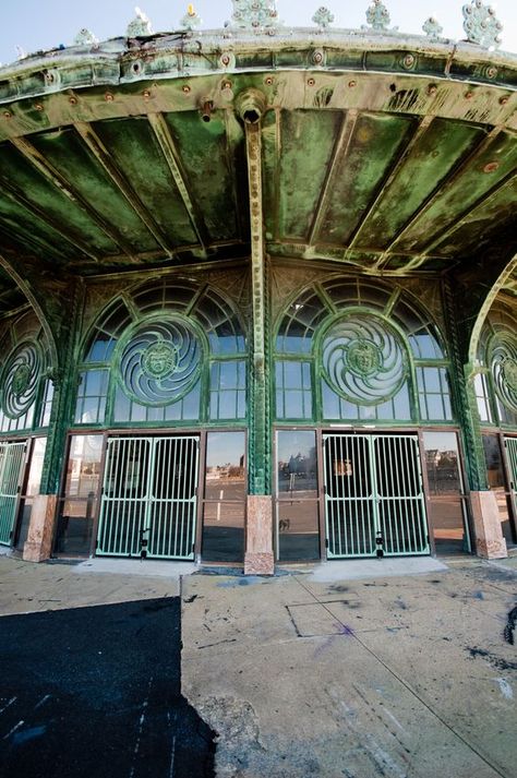 Carousel House, Asbury Park, New Jersey, U.S.A. Abandoned Structures, Nj Shore, Nj Beaches, Asbury Park Nj, Beautiful Decay, Ocean Grove, Abandoned Things, Abandoned Amusement Parks, Amusement Park Rides