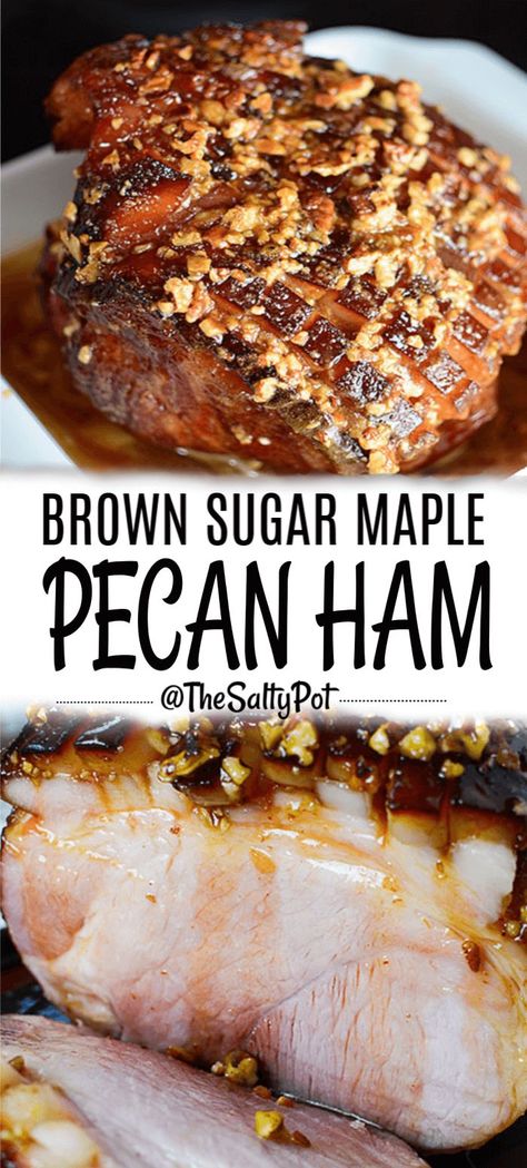 Ham Glazes With Maple Syrup, Ham Glazes, Sugar Ham, Maple Glazed Ham, Brown Sugar Ham, Ham Glaze Brown Sugar, Ham Glaze Recipe, Thanksgiving Hostess, Sugared Pecans