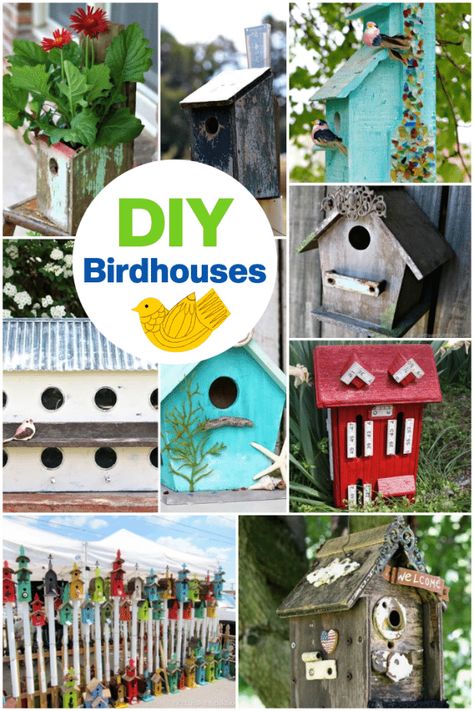 Simple Bird Houses Diy, Birdhouse Decorating Ideas, Painting Birdhouses Ideas Simple, Diy Birdhouse Ideas, Birdhouse Diy, Diy Birdhouse, Wood Rosettes, Block Pumpkins, Recycled Diy