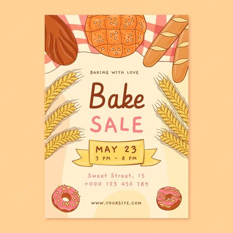 Bake Sale Advertising Ideas, Food Product Advertisement Design Poster, Baking Poster Ideas, Bake Sale Flyer Ideas, Bake Sale Poster Ideas, Cute Flyers, Food Poster Ideas, Food Sale Flyer, Bakery Flyer Design