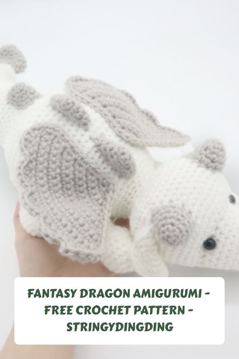 Fantasy Dragon Amigurumi - Free Crochet Pattern - StringyDingDing #Crochet Crochet Dragon Lovey Free Pattern, Free Crochet Dragon Pattern, Fantasy Crochet Patterns Free, Free Dragon Crochet Pattern, Fantasy Crochet Patterns, Crochet Dragon Pattern Free, Dragon Crochet Pattern Free, Amigurumi Dragon Free Pattern, Chunky Yarn Crochet Pattern