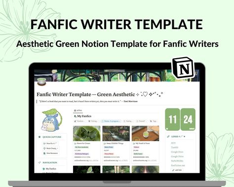 #Notion_For_Writers_Template #Notion_Template_Ideas_Writing #Notion_Template_For_Writers #Writing_Notion_Template Green Aesthetic Notion, Writing Notion, Matcha Green Aesthetic, How To Write Fanfiction, Aesthetic Notion Template, Fanfiction Writer, Plot Structure, Pomodoro Timer, Aesthetic Writing