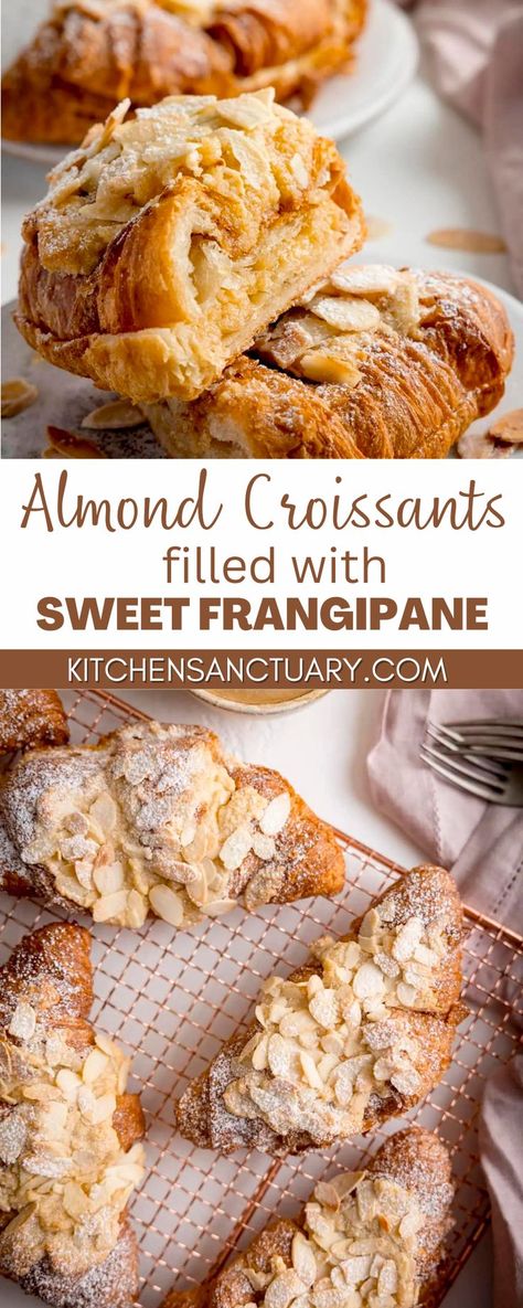 Frangipane Recipe Almond, Almond Crossiant Filling, Almond Croissant Starbucks, Trader Joes Almond Croissants, Twice Baked Almond Croissant, Almond Chocolate Croissant Recipe, Almond Croissant Recipes, Homemade Almond Croissants, How To Make Almond Croissants