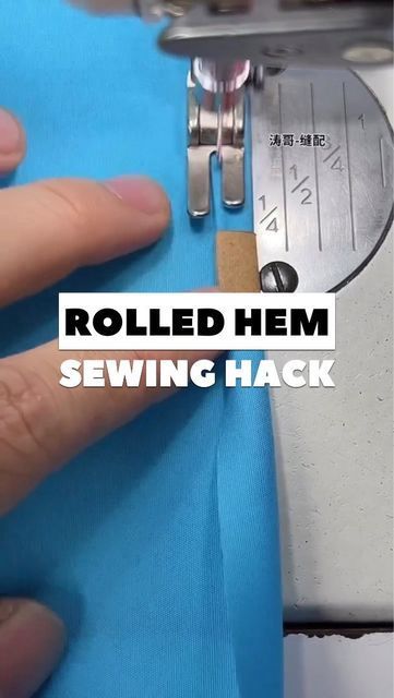 Easy Rolled Hem, Sewing A Hem Hack, Sewing Hems For Beginners, Diy Seam Guide For Sewing Machine, How To Use Rolled Hem Presser Foot, Sewing Rolled Hems, How To Sew A Rolled Hem, Sewing Hem Tricks, How To Sew Edges Of Fabric