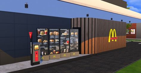 Mcdonald's 1 | Patreon Sims 4 Mcdonalds, Sims 4 Studio, The Sims 4 Packs, Bloxburg Decal Codes, Blog Themes, Sims House, Sims 4, Building