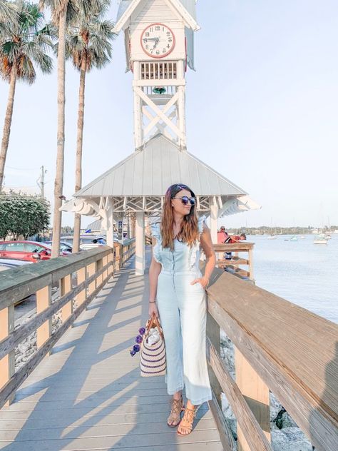 Living In Tampa Florida, St Armands Circle Sarasota Florida, Anna Maria Beach, Tampa Photography Locations, Adventure Island Tampa, Poolside Dining, Brixton Hat, Chambray Jumpsuit, Pom Pom Dress