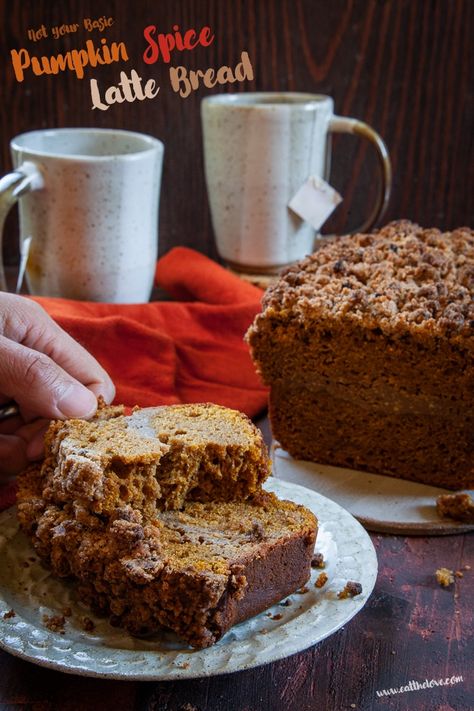 (Not so Basic) Pumpkin Spice Latte Bread with a Coffee Cream Cheese Filling and Coffee Crumb Topping. Pumpkin Bread Muffins, Pumpkin Cream Cheese Bread, Bread Pumpkin, Cream Cheese Bread, Pumpkin Cream Cheese, Pumpkin Cream Cheeses, Cookies And Brownies, Pumpkin Bread Recipe, Coffee Cream