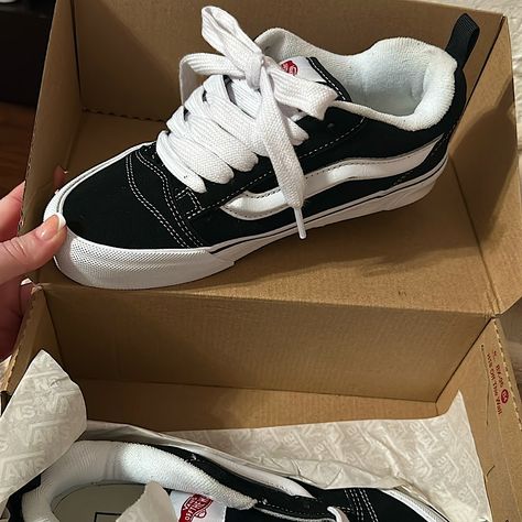 Vans Knu Skool Women’s Size 6 Brand New. Never Worn. Original Box & Paper Kept In Smoke/Pet Free Home Big Vans, Bd Gift, Clothes Pieces, Grey Sneakers Women, Summer Grunge Outfits, Black High Top Vans, Snicker Shoes, Vans Old Skool Low, Summer Grunge