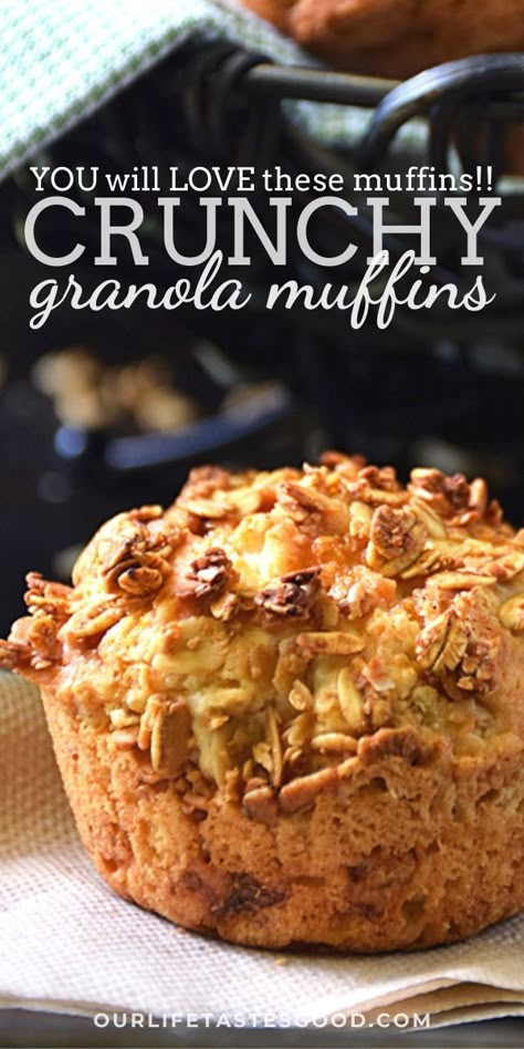 Baking With Granola, Granola Muffins Healthy, Pumpkin Granola Muffins, Cereal Muffins Recipes, Granola Muffins Recipe, Hearty Muffins, The Best Muffins, Basic Muffin, Granola Muffins