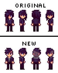 Sebastian - New Hair and Moto Jacket at Stardew Valley Nexus - Mods and community Sebastian Stardew Valley, How To Pixel Art, Stardew Valley Tips, Stardew Valley Fanart, Piskel Art, Pixel Art Tutorial, Pixel Art Characters, Pix Art, Video Game Development