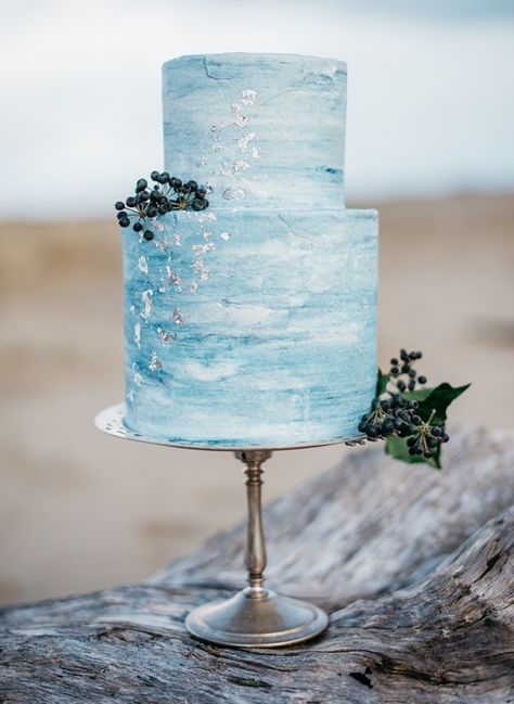 Watercolor Wedding Cake, Cakes Simple, Blue Wedding Cake, Winter Wedding Cake, Beach Wedding Cake, Buttercream Wedding Cake, Wedding Cakes Blue, Themed Wedding Cakes, Blue Cakes