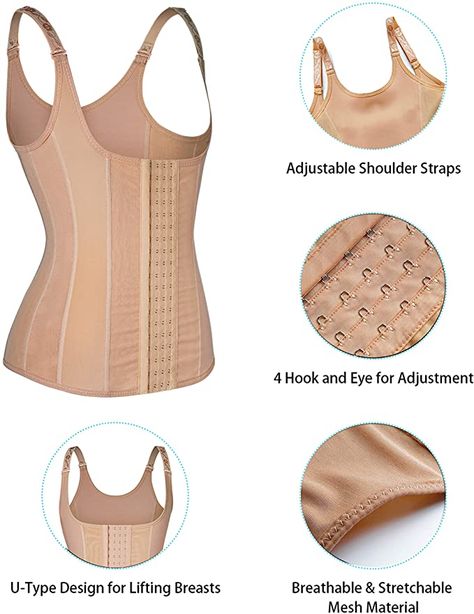 Eleady Womens Waist Trainer Corset Vest Weight Loss Breathable Tank Tops Tummy Control Shapewear Workout Slimming Body Shaper (Black Bodysuit, X-Large) at Amazon Women’s Clothing store Body Corset, Control Shapewear, Corset Vest, Corset Shapewear, Shapewear Bodysuit, Waist Cincher, Body Shaper, Waist Trainer, Body Shapers