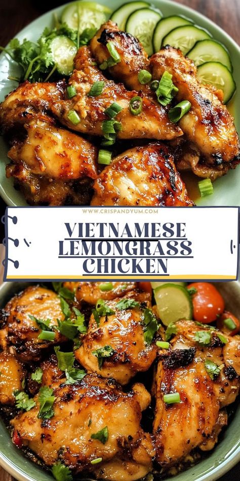 Bring the fresh, vibrant flavors of Vietnam to your kitchen with this easy-to-make lemongrass chicken. It’s perfectly spiced and juicy, ideal for a quick weeknight meal. Vietnamese Lemon Grass Chicken, Asian Weeknight Dinner, Easy Lemongrass Chicken, Asian Chicken Dishes For Dinner, Vietnamese Lunch Ideas, Chicken Lemon Grass Recipes, Chinese Traditional Recipes, Amazing Lunch Ideas, Vietnamese Lemongrass Chicken Recipes