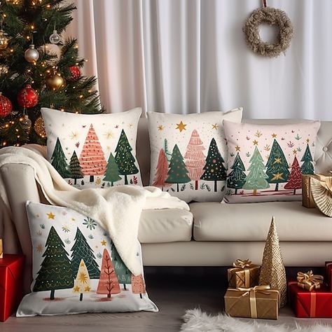 Side Pillow, Livingroom Sofa, Cushion Covers Online, Cheap Holiday, Scandinavian Folk Art, Cheap Christmas, Gold Tree, Christmas Throw Pillow, Couch Chair