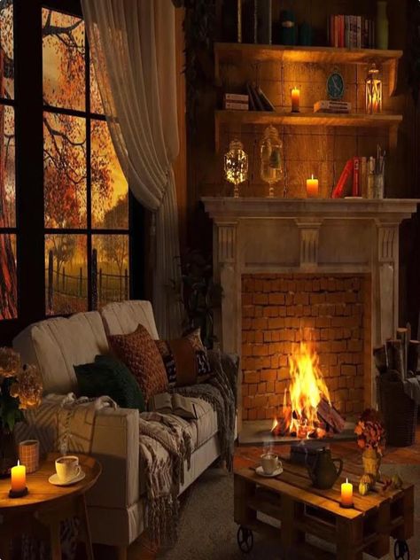 Christmas Living Room, Christmas Living Rooms, Cosy Home, Cozy Fireplace, Cottage Living, Autumn Aesthetic, Cozy Room, Cozy Cottage, Cozy Space