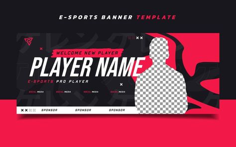 New Player Esports Gaming Banner Template with Logo for Social Media Team Template Design, Esports Logo Gaming Design, Game Banner Design, Esports Banner, Gaming Banner Template, Mlbb Player, Banner Gaming, Welcome Banners, Facebook Header