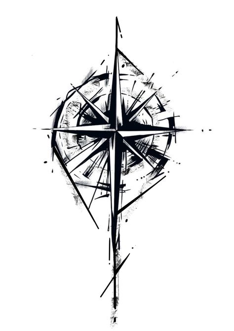 Abstract Compass Tattoo Design, Sketch Compass Tattoo, North Star Tattoo Men, Compas Tattoo Designs Men, Circa Tattoo, Cross Compass Tattoo, Rose Des Vents Tattoo, Mens Compass Tattoo, Compass Tattoo Design Men