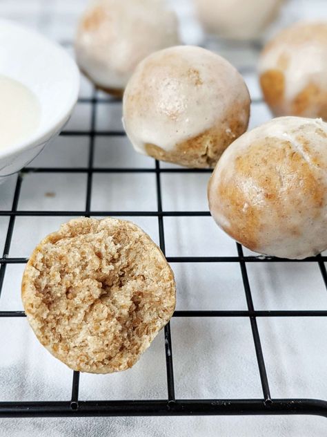 The Best Air Fryer Protein Donuts Holes from Scratch | Hayl's Kitchen Protein Air Fryer Donut, Greek Yogurt Donuts Air Fryer, Air Fryer Protein Donut Recipes, Healthy Donut Holes, Protein Donut Holes, Air Fryer Protein, Donuts Holes, Air Fry Donuts, Baked Donut Holes