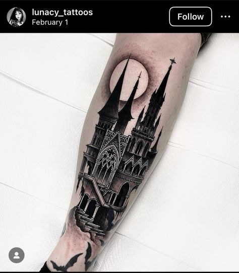 Castle Tattoo, Gothic Castle, Tattoo Style Drawings, Thigh Tattoo, Tattoo Style, Cool Tattoos, Tatting, Art Tattoo, Castle