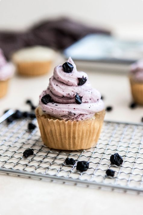 Blueberry Icing Buttercream, Blueberry Buttercream Frosting, Blueberry Icing, Blueberry Buttercream, Easy Vanilla Frosting, Best Icing, Blueberry Frosting, Blueberry Cupcakes, Dried Blueberries