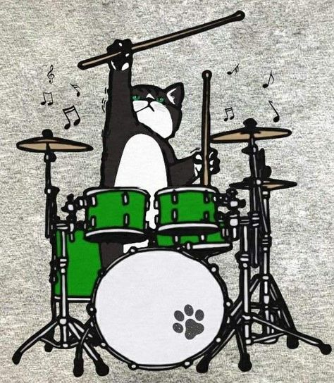 Cat Playing Drums Drawing, Animals Playing Music, Drums Illustration, Drums Drawing, Drum Drawing, Drums Wallpaper, Drum Tattoo, Drum Art, Whats Wallpaper