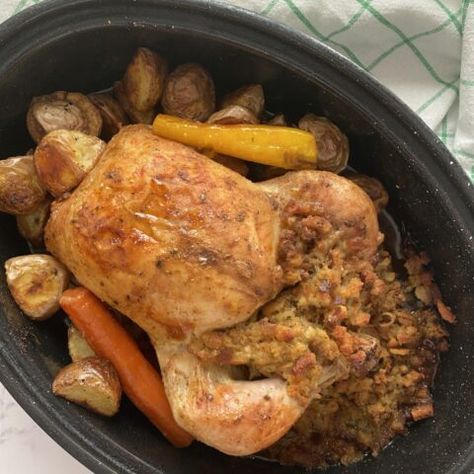 Whole Chicken Stuffed With Stuffing, Oven Roasted Chicken Whole Stuffed, Oven Stuffer Roaster Chicken Recipes, Stuffing For Chicken Roast, Stuffed Whole Chicken In The Oven, Baked Stuffed Whole Chicken, Roasted Chicken Whole With Stuffing, Stuffed Roast Chicken Recipes, Roast Stuffed Chicken Whole