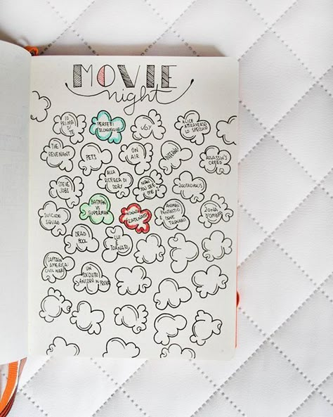 Bullet Journal Ideas: Movies To Watch Journal Ideas Movies, Bu Jo, Movie Tracker, Wreck This Journal, Drawing Faces, Passion Planner, Dot Journals, Bullet Journal Inspo, Journal Layout