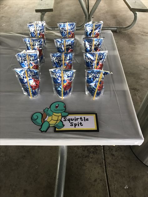 Pokemon Birthday Party Drinks, Pokemon Birthday Snack Ideas, Pokemon Pool Party Ideas, Cheap Pokemon Party Ideas, Pokemon 2nd Birthday Party, Pokemon Snacks Birthday Parties, Pokémon Birthday Food Ideas, Pokémon Birthday Party Favors, Pokemon Veggie Tray