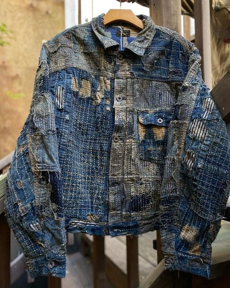 Boro Jacket, Upcycle Jacket, Boro Sashiko, Boro Denim, Sashiko Jacket Denim, Boro Stitching Denim Jacket, Boro Denim Jacket, Patchwork Denim, Kapital Clothing