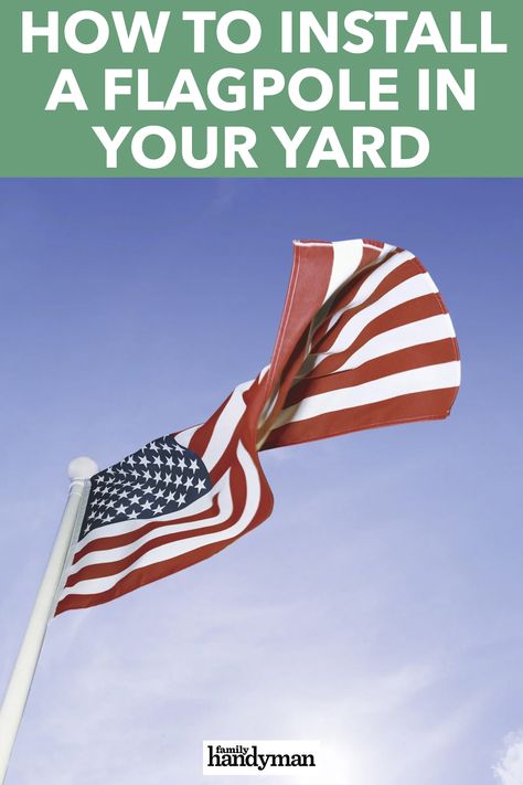 How To Install A Flag Pole, Flagpole Ideas Front Yards, Front Yard Flag Pole Ideas, Flag Pole Landscaping Front Yards, Flag Pole Ideas Diy, Diy Flag Pole, Flag Pole Landscaping, Flagpole Landscaping Ideas, Wooden Flag Pole