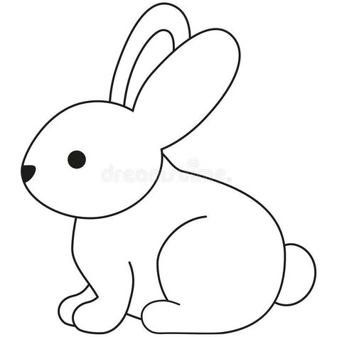 Rabbit Drawing Easy, Animal Outline, Free Kids Coloring Pages, Rabbit Drawing, Fruit Coloring Pages, Easy Drawings For Kids, Flower Coloring Pages, Cute Easy Drawings, Art Kits