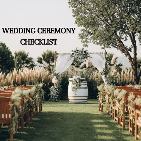 Your Ultimate Wedding Ceremony Checklist: From 'I Will' to 'I Do' - Ensuring Every Moment Is Perfectly Planned! Wedding Ceremony Checklist Detailed, Ceremony Checklist Wedding, Wedding Ceremony Planning, Ceremony Checklist, Wedding Ceremony Checklist, Ceremony Planning, Wedding Planning Details, Sand Ceremony, Planning Guide