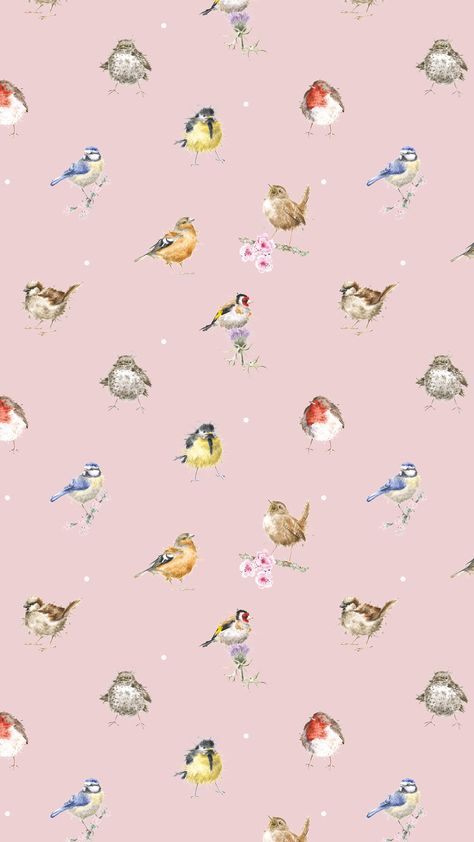 Garden Birds Phone Wallpaper by Wrendale Designs Cellphone Background, Wrendale Designs, Garden Birds, Phone Screen Wallpaper, Bird Wallpaper, Pink Bird, Art Wallpaper Iphone, Cute Patterns Wallpaper, Pretty Wallpapers Backgrounds