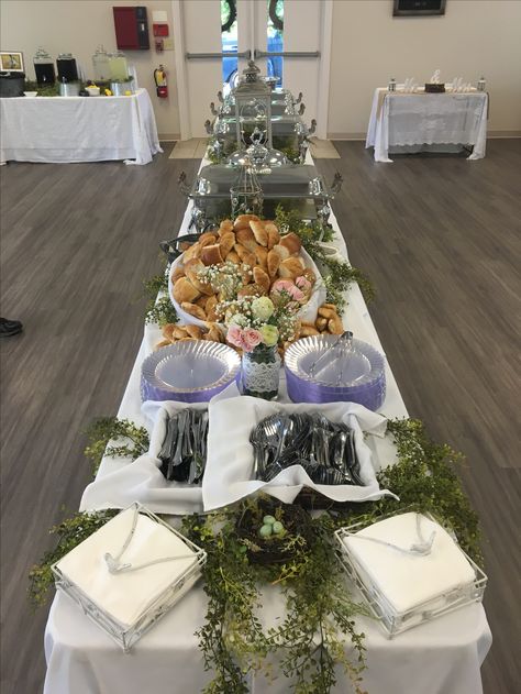 Wedding Buffet Table Decorating Ideas, Event Food Table Set Up, Fall Wedding Buffet Table Decor, Banquet Food Table Set Up, Diy Catering Buffet Table, Wedding Buffet Style Table Settings, How To Set Up A Bbq Buffet Table, Buffett Ideas Wedding, Backdrop For Food Table