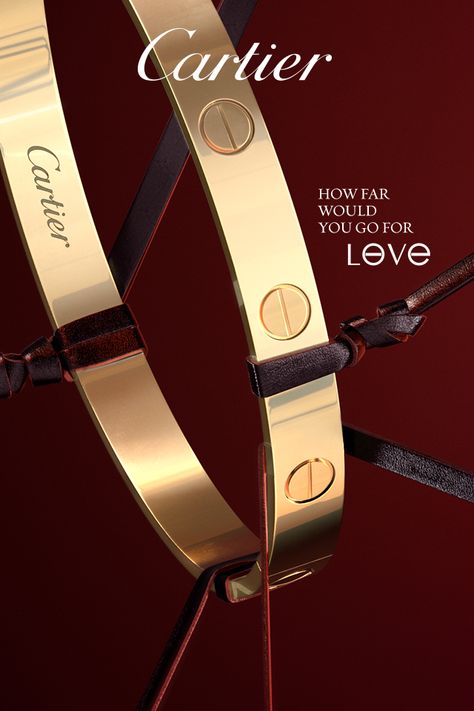 Luxury Jewelry Campaign, Cartier Campaign, Rose Gold Cartier, Iconic Jewelry, Bracelet Cartier, Cartier Bracelet, Gold And Pink, Love Bracelet, Cartier Love