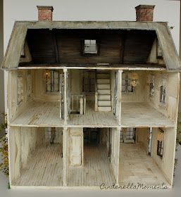 Miniature Apartment, Abandoned Dollhouse, Dollhouse Exterior, Antique Houses, Dollhouse Renovation, Custom Dollhouse, Cinderella Moments, Animal Beads, Picture Molding