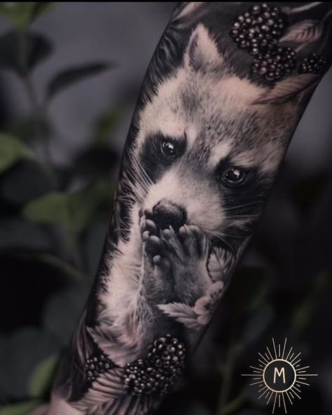 Racoon Tattoo, Raccoon Tattoo, Tattoos Inspiration, Inspiration Tattoos, Forearm Tattoo Women, Peonies Tattoo, Tattoo Arm, Baby Tattoos, Realism Tattoo