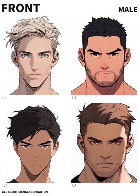 Male Face Features Drawing, Male Character Design Short Hair, Comic Male Face, Guy Looking Down Drawing, Male Haircut Reference, Male Face Anatomy Reference, Male Face Structure Drawing, Male Face Poses Drawing, Male Head Shapes Drawing