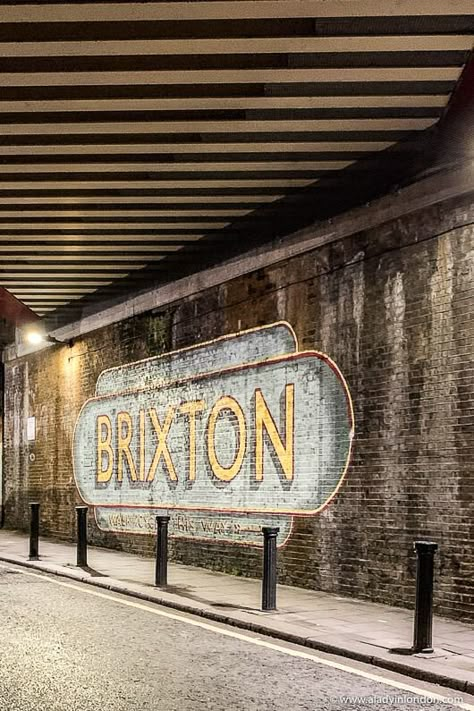 Brixton at night. This part of London has great nightlife and rooftop bars. Click through for more pictures on the A Lady in London blog.   #brixton #london Brixton London Aesthetic, Brixton England, London Brixton, Brixton Aesthetic, London 80s, Brixton London, South London Aesthetic, London Streets, Brixton Market