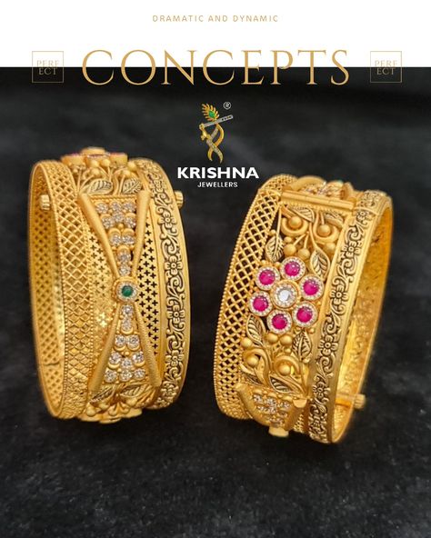 Gold Patla Design, Jadtar Bangles, Kadas Bangles, Payal Designs Silver, Gold Necklace Price, Single Bangle, Antique Necklace Gold, Star Jewellery, Temple Jewellery Earrings