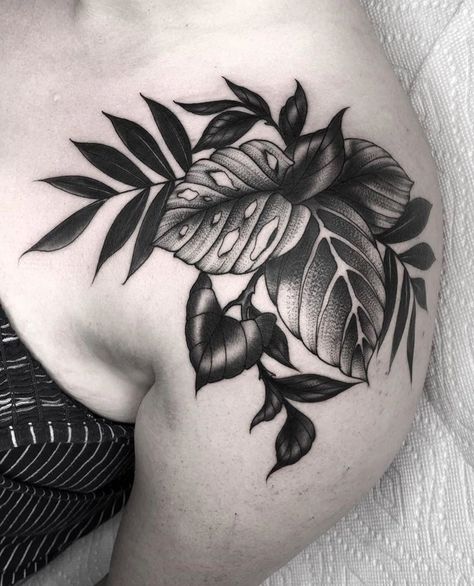 Rib Plant Tattoo, Dark Plant, Negative Tattoo, Natur Tattoo Arm, Shoulder Cap Tattoo, Traditional Tattoo Designs, White Ink Tattoo, Floral Tattoo Sleeve, Plant Tattoo