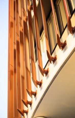 East Village Apartments - Louvreclad Pty Ltd Building Skin, Metal Facade, Facade Material, Facade Architecture Design, Facade Cladding, Studio Apartment Ideas, Building Facade, East Village, Facade Architecture