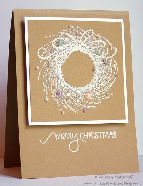 Wreath Christmas Cards, Wreath Cards, Penny Black Stamps, Handmade Christmas Card, Christmas Card Inspiration, Homemade Christmas Cards, Handmade Christmas Cards, Diy Christmas Cards, Christmas Cards To Make