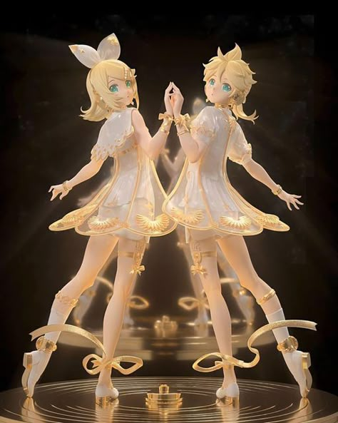 Rin And Len, Len Y Rin, Kagamine Rin And Len, Miku Hatsune Vocaloid, Vocaloid Characters, Kagamine Rin, Figure Poses, Anime Figurines, Anime Dolls