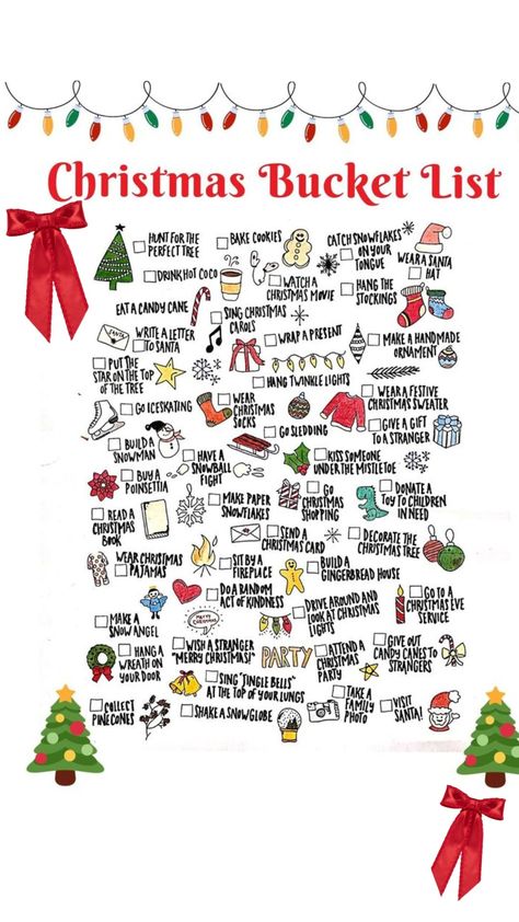 christmas bucket list #christmas Christmas Bucket List For Friends, Christmas Movie Bucket List, Bucket List Christmas, Christmas Things To Do, List Stickers, Fun List, Christmas Bucket List, Holiday Tips, Christmas Bucket