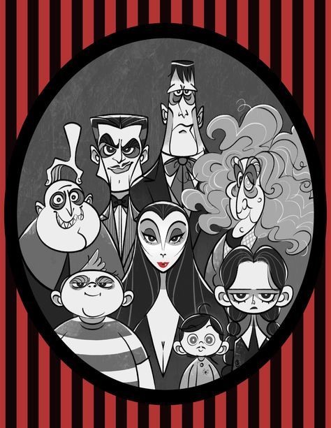 Adam’s Family, The Addams Family Wallpaper, Addams Family Drawing, Adams Family Cartoon, Addams Family Fanart, Addams Family Art, Gothic Family, Addams Family Cartoon, October Daily