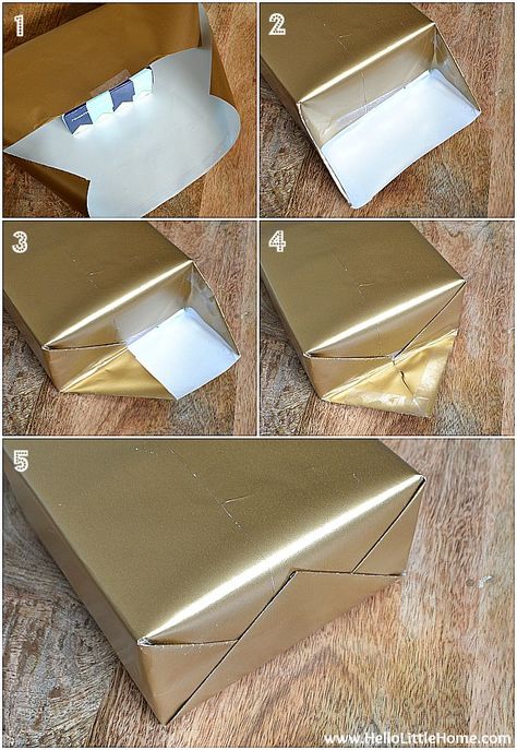 Crisp lines with no visible tape can be achieved using this simple gift wrapping method. Wrapping Tips And Tricks, Wrapping Tricks, Diy Christmas Gift Wrapping, Wrapping Tips, Gift Card Presentation, Gift Wrapping Tutorial, Gift Wrapping Techniques, Gift Wrapping Inspiration, Gift Wrapping Ideas