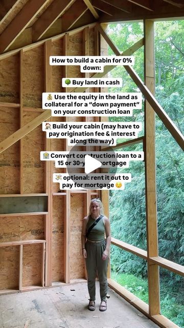 Cairo Cabin 🌲 on Instagram: "how to build a cabin when you ~don’t~ have a few hundred thousand to blow 🌲🛠️😅   “Building a house is sooo easy and cheap!” -said no one ever   We always assumed you had to be multi millionaires to build your own house (not in a development).  So learning through @denoutdoors that we could buy land & use the equity as collateral for a construction loan was like 🫨 “we don’t have to pay for a house build in cash!?”  Of course, this is still a very expensive process and no matter how you do it - it’ll take yearssssss.   And sharing about this on the internet is going to be prickly, we know. This isn’t content for everyone.   But hopefully sharing what we’ve learned can help others on a similar path ✨  + follow for more! #cabin #diy #homebuilder #newhouse #rea How To Build A House On A Budget, Buying Land To Build A House, How To Build A House, Build A Cabin, Cabin Houses, Land House, Build My Own House, Cabin Diy, Homestead House