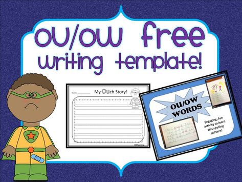 OU/OW Round 2- FREEBIE! - SSSTeaching Ow Words, Teaching Class, First Grade Lessons, Writing Template, First Grade Phonics, 2nd Grade Writing, Language Centers, 1st Grade Writing, Fun Classroom Activities