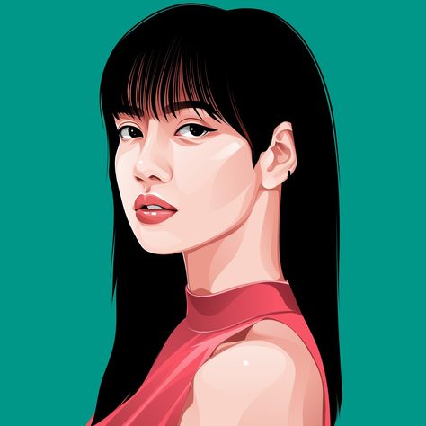 Blackpink Vector Art, Lisa Blackpink Cartoon, Lisa Blackpink Fanart, Draw Avatar, Beauty Artwork, Vector Portraits, Vexel Art, Blackpink Fanart, Potrait Painting